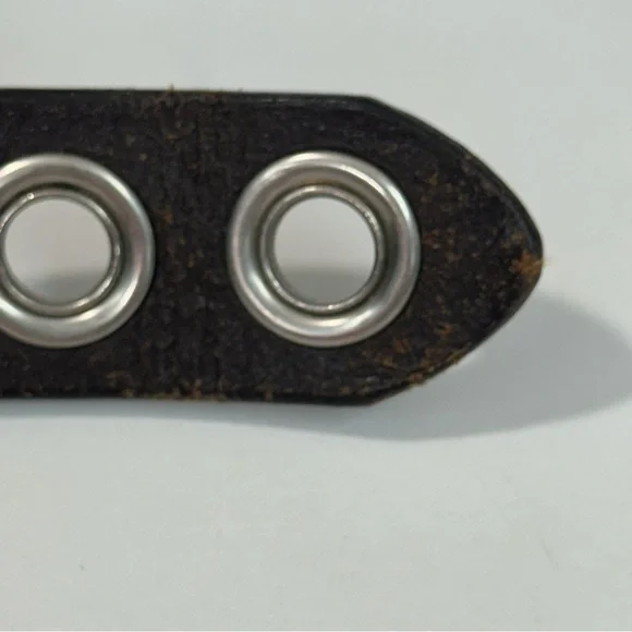 Brown Belt Genuine Leather Women’s silver Buckle Size Large Rivets - Picture 5 of 8
